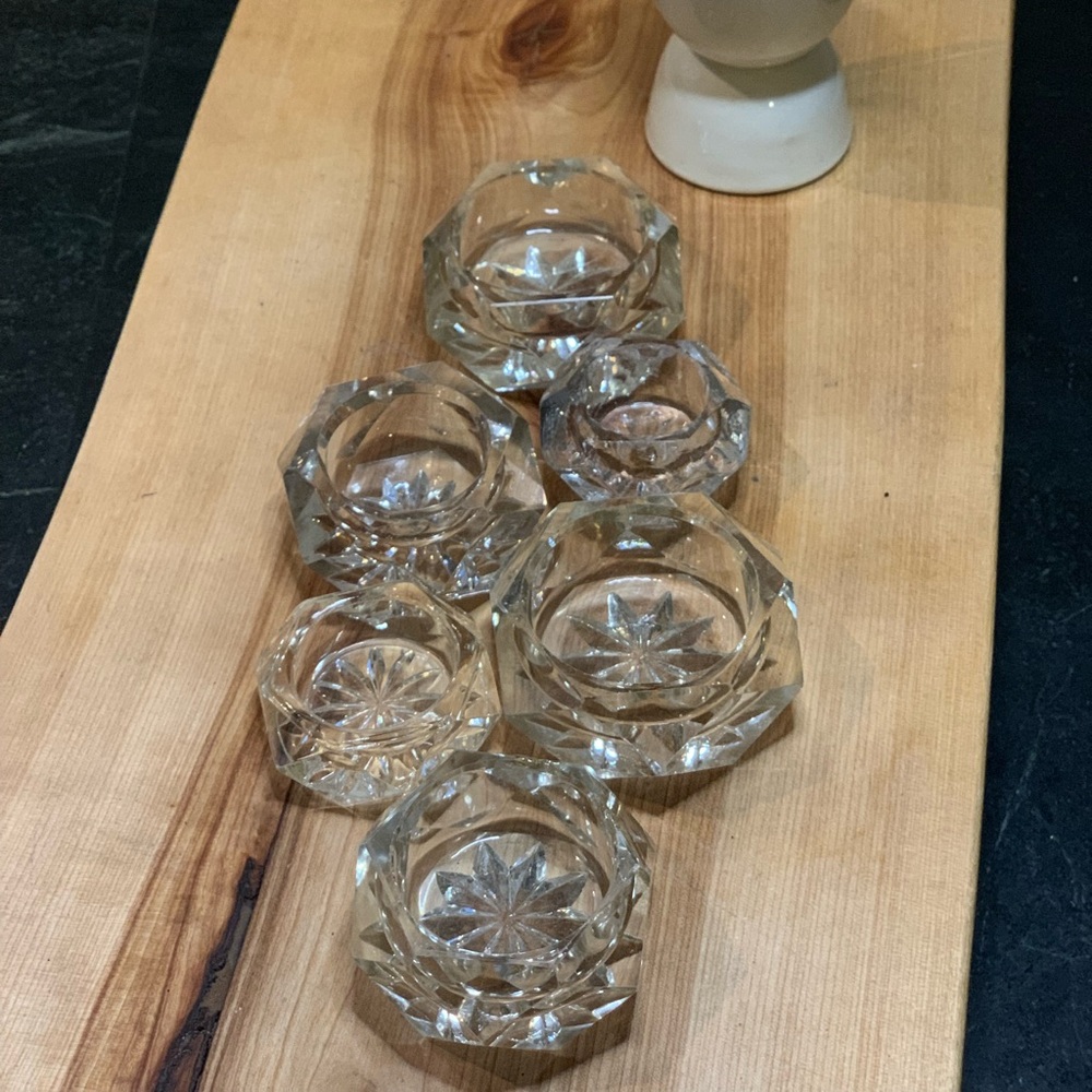 VINTAGE VICTORIAN CRUSTAL SALT CELLARS  | Set of 6 | 3 Sizes